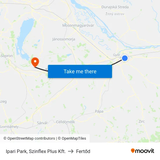 Ipari Park, Szinflex Plus Kft. to Fertőd map