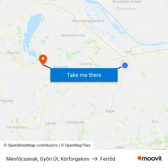 Ménfőcsanak, Győri Út, Körforgalom to Fertőd map