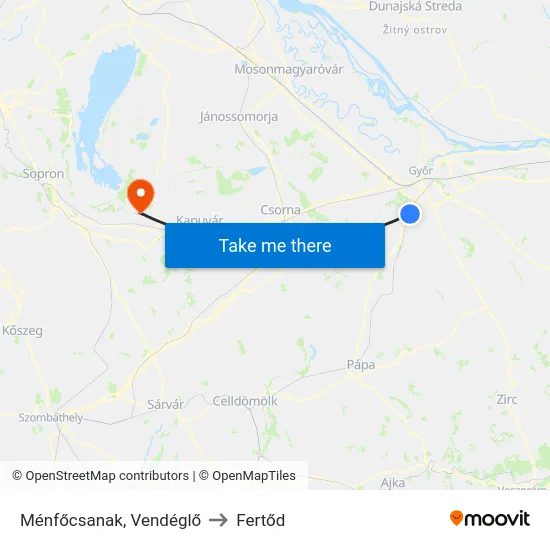 Ménfőcsanak, Vendéglő to Fertőd map