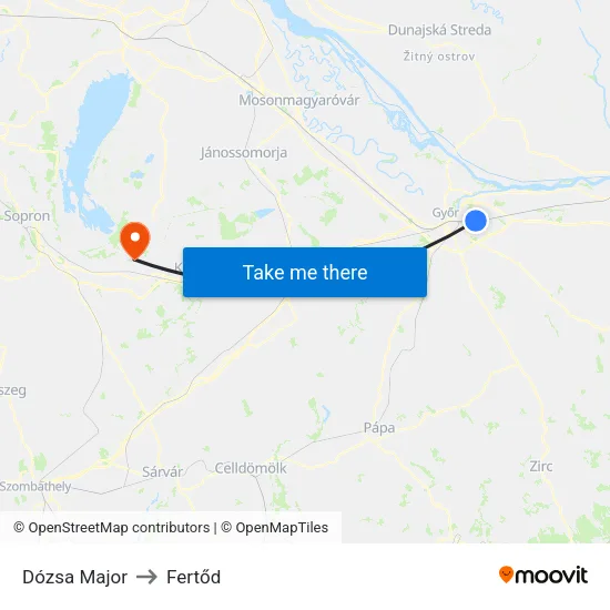 Dózsa Major to Fertőd map