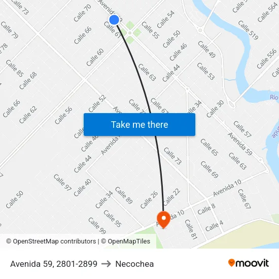 Avenida 59, 2801-2899 to Necochea map