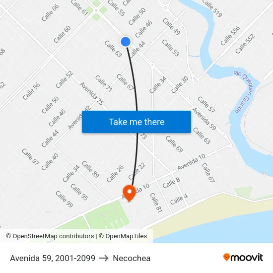 Avenida 59, 2001-2099 to Necochea map