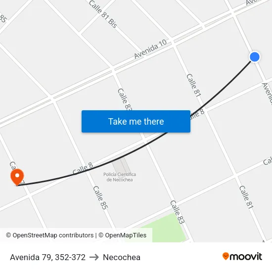 Avenida 79, 352-372 to Necochea map