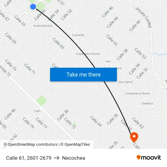 Calle 61, 2601-2679 to Necochea map