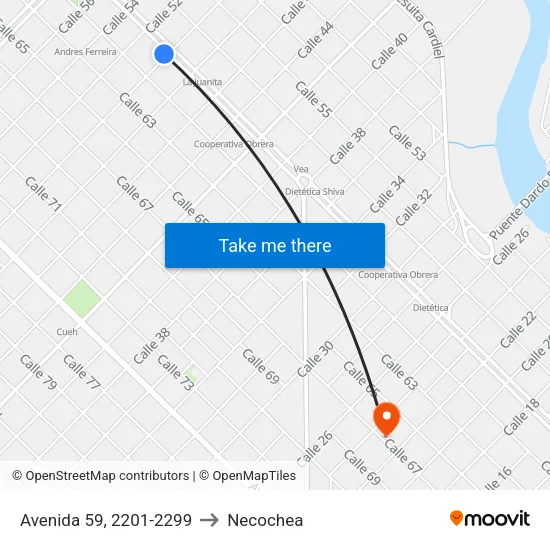 Avenida 59, 2201-2299 to Necochea map