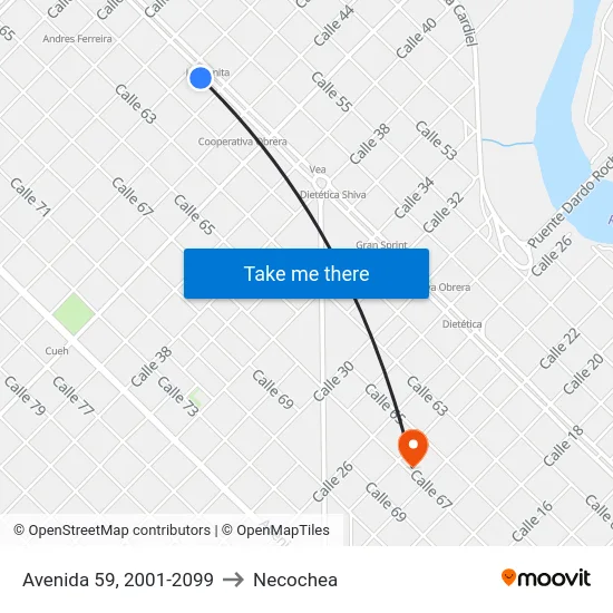 Avenida 59, 2001-2099 to Necochea map