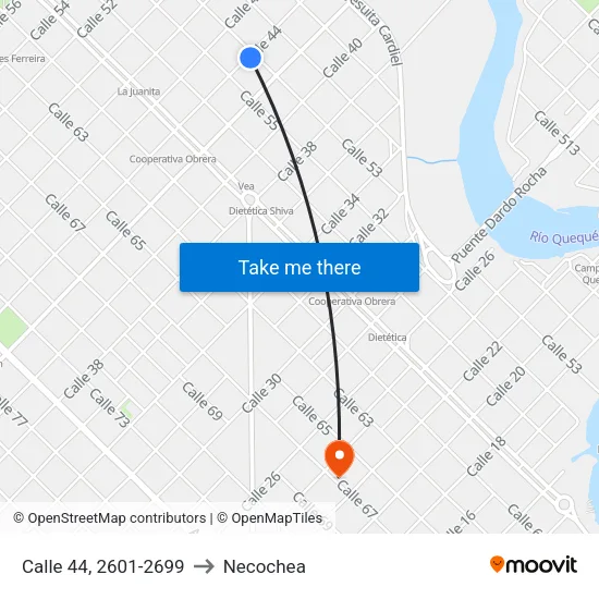 Calle 44, 2601-2699 to Necochea map