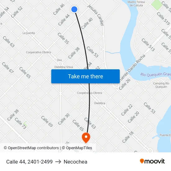 Calle 44, 2401-2499 to Necochea map