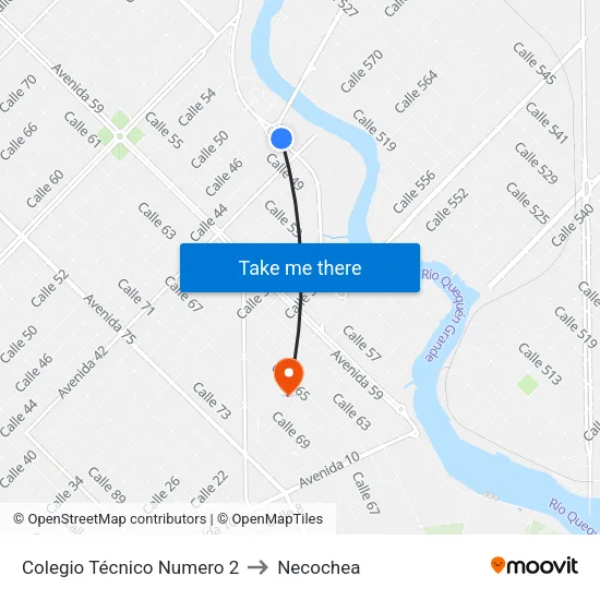 Colegio Técnico Numero 2 to Necochea map