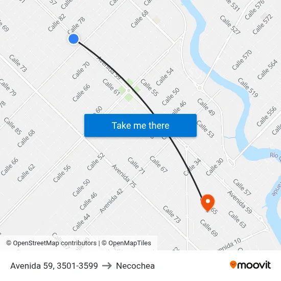 Avenida 59, 3501-3599 to Necochea map