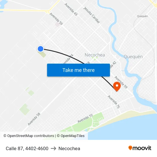 Calle 87, 4402-4600 to Necochea map