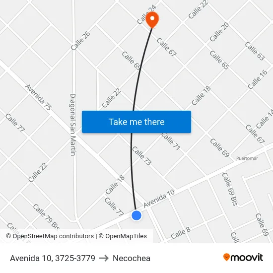 Avenida 10, 3725-3779 to Necochea map
