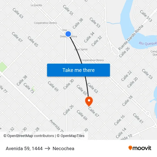 Avenida 59, 1444 to Necochea map