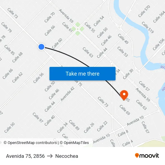 Avenida 75, 2856 to Necochea map