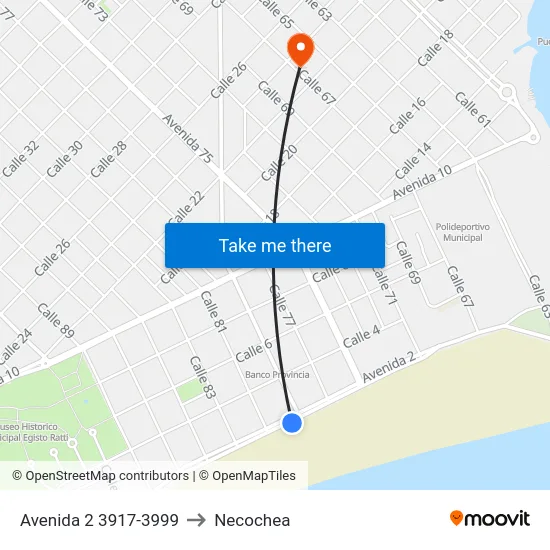 Avenida 2 3917-3999 to Necochea map