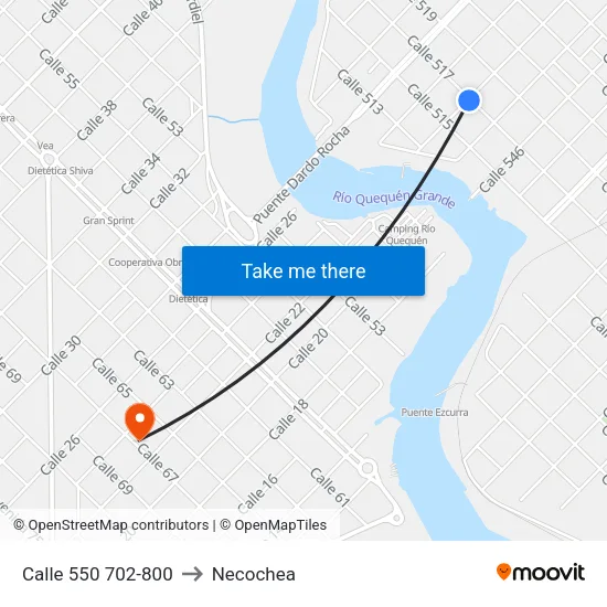 Calle 550 702-800 to Necochea map