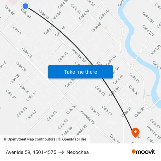 Avenida 59, 4501-4575 to Necochea map