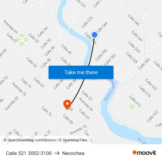 Calle 521 3002-3100 to Necochea map