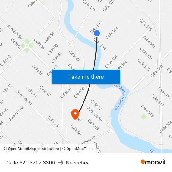 Calle 521 3202-3300 to Necochea map