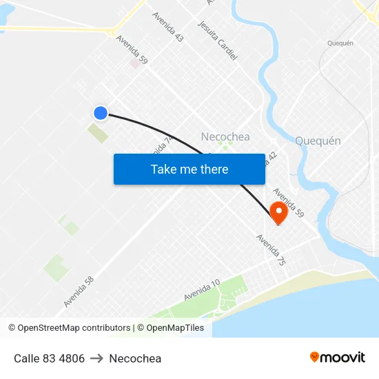 Calle 83 4806 to Necochea map
