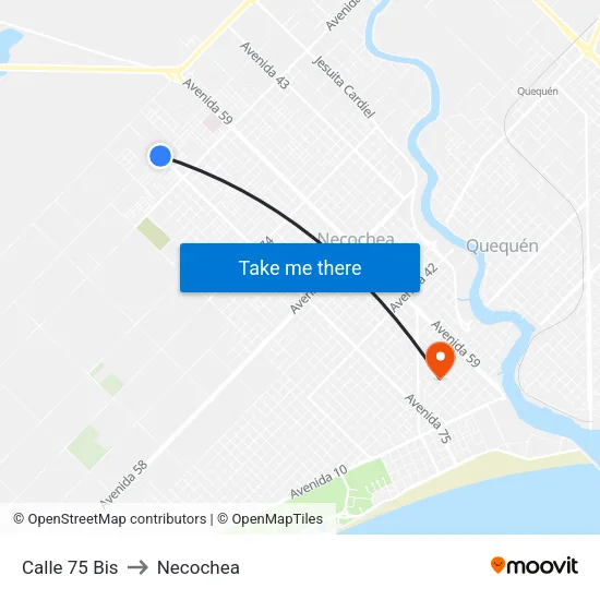 Calle 75 Bis to Necochea map
