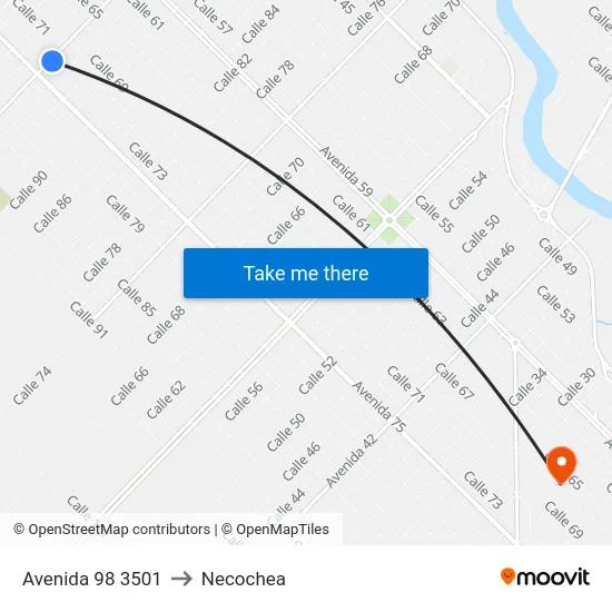 Avenida 98 3501 to Necochea map