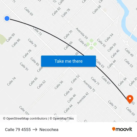 Calle 79 4555 to Necochea map