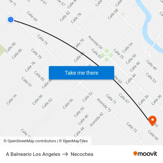 A Balneario Los Angeles to Necochea map