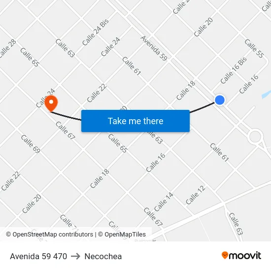 Avenida 59 470 to Necochea map