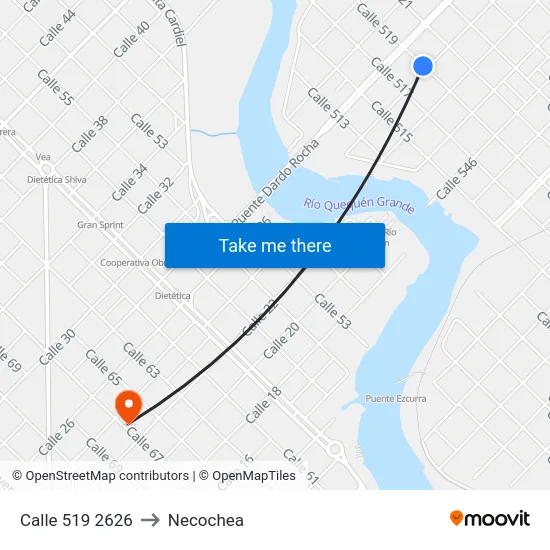 Calle 519 2626 to Necochea map