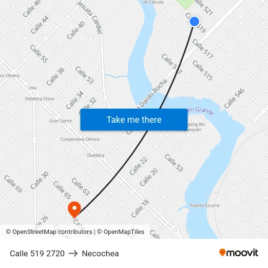 Calle 519 2720 to Necochea map