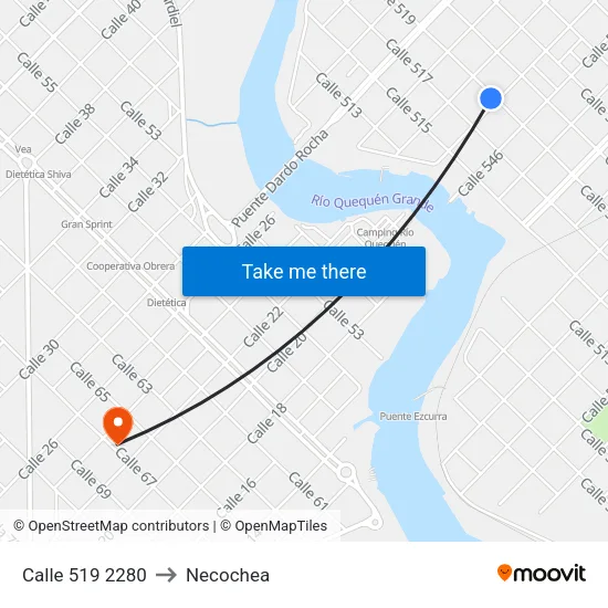 Calle 519 2280 to Necochea map