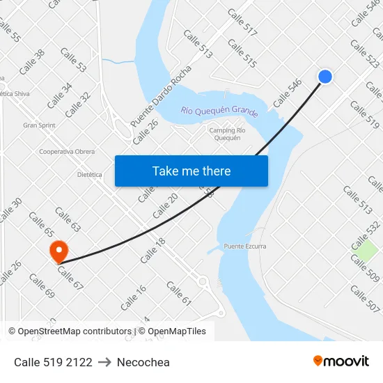Calle 519 2122 to Necochea map