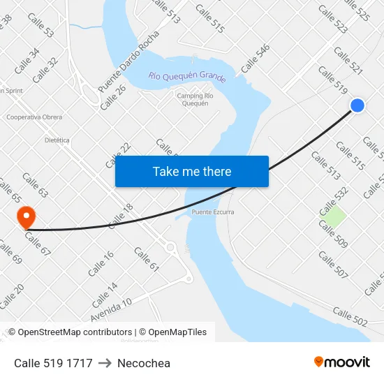 Calle 519 1717 to Necochea map