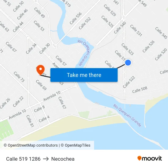 Calle 519 1286 to Necochea map