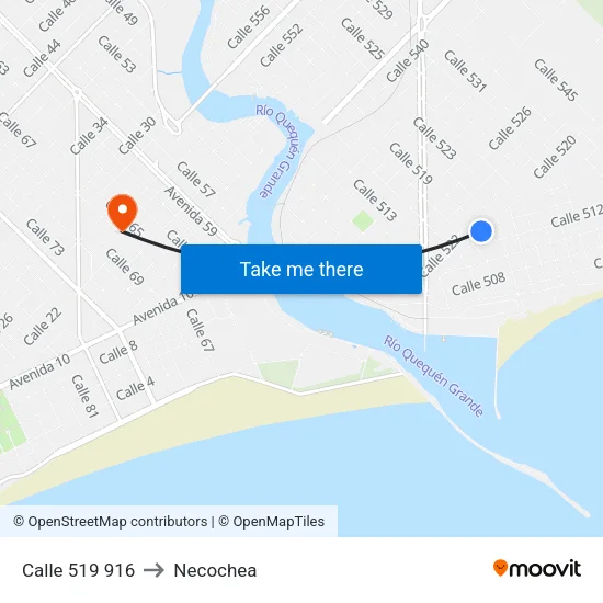 Calle 519 916 to Necochea map