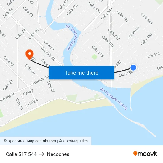 Calle 517 544 to Necochea map