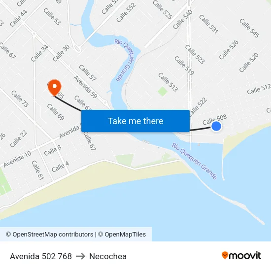 Avenida 502 768 to Necochea map