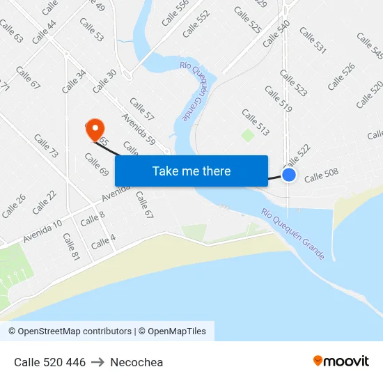Calle 520 446 to Necochea map