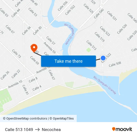 Calle 513 1049 to Necochea map