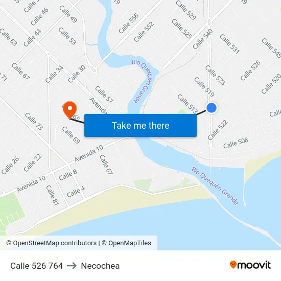 Calle 526 764 to Necochea map