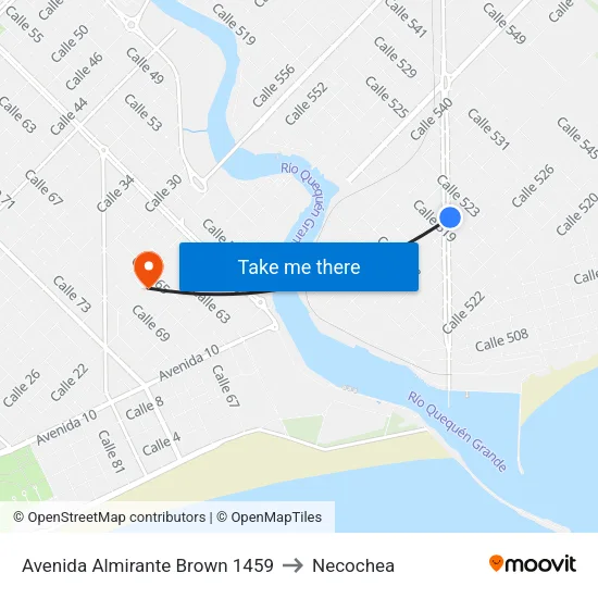 Avenida Almirante Brown 1459 to Necochea map