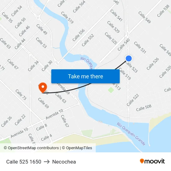 Calle 525 1650 to Necochea map