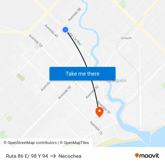 Ruta 86 E/ 98 Y 94 to Necochea map