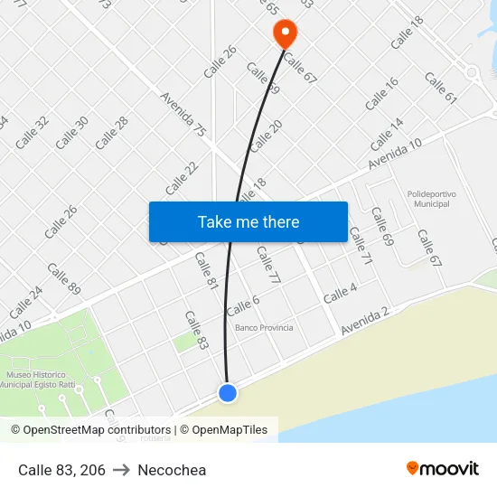 Calle 83, 206 to Necochea map