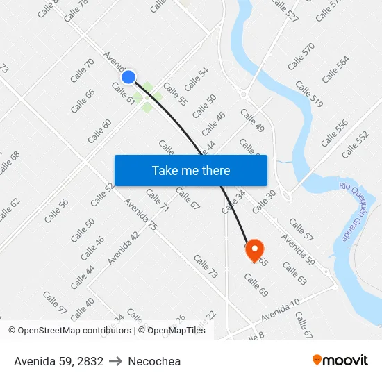 Avenida 59, 2832 to Necochea map