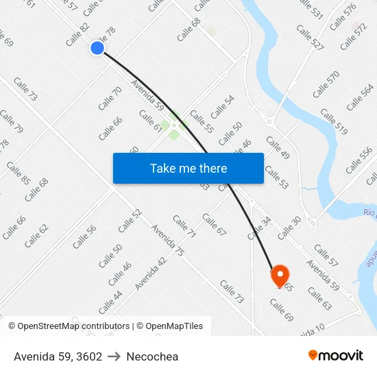 Avenida 59, 3602 to Necochea map