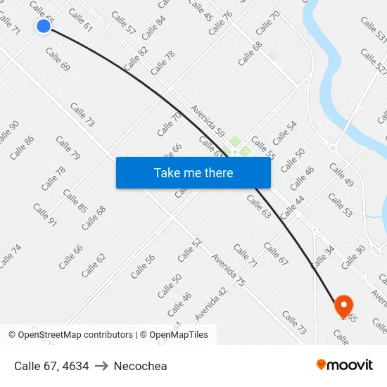 Calle 67, 4634 to Necochea map