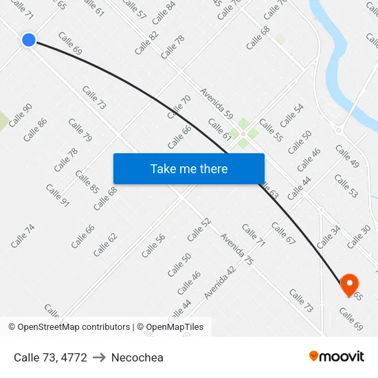 Calle 73, 4772 to Necochea map