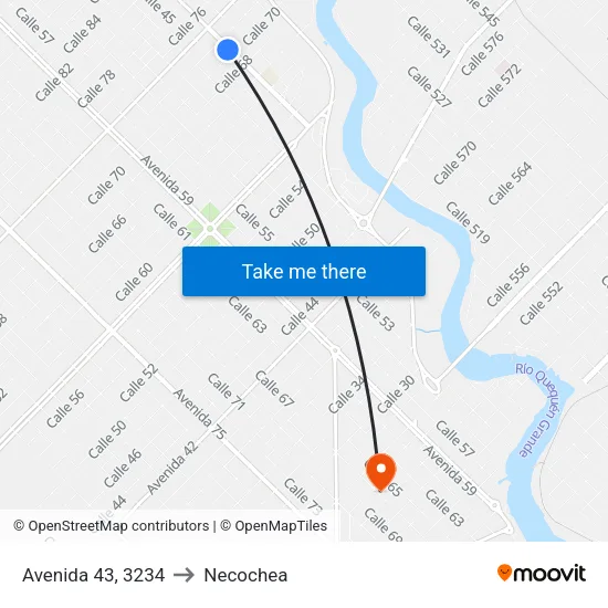 Avenida 43, 3234 to Necochea map
